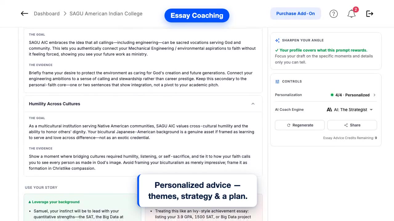 College Essay Coaching — Walkthrough