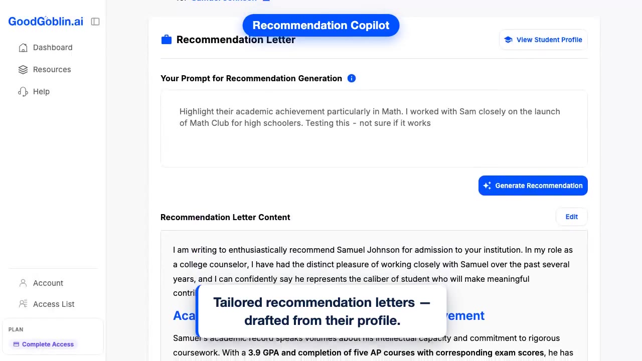 Recommendation Letter Copilot — Walkthrough