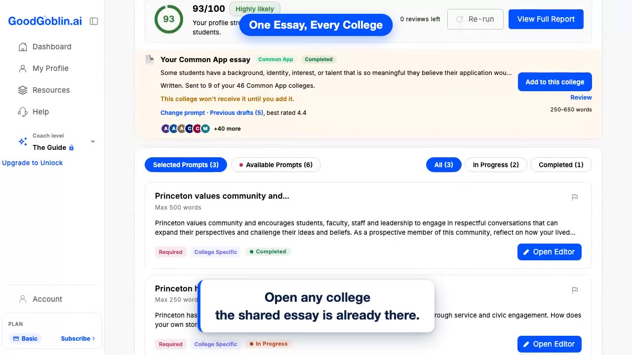 One Common App Essay, Every College — Walkthrough